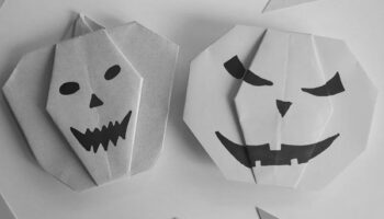 折り紙で作るハロウィンの切り絵。がいこつ・おばけ・かぼちゃの作り方♪ image 0